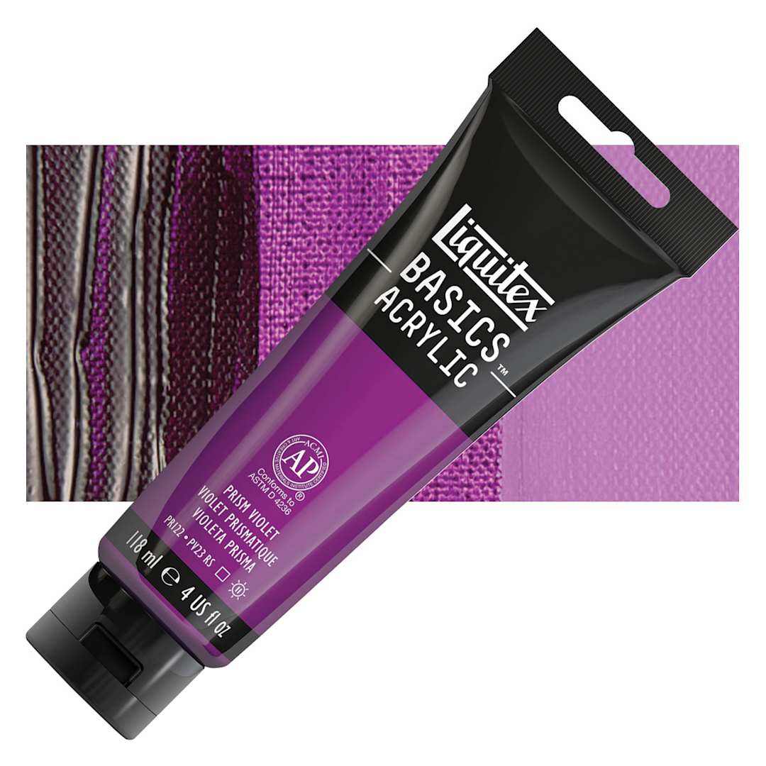 Open in modal - Liquitex Basics Acrylic Paint - Prism Violet, 4 oz tube and swatch