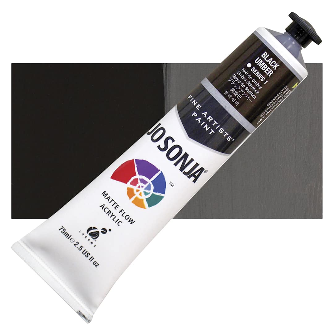 Open in modal - Jo Sonja's Artist Acrylic - Black Umber, 2.5 oz tube and swatch