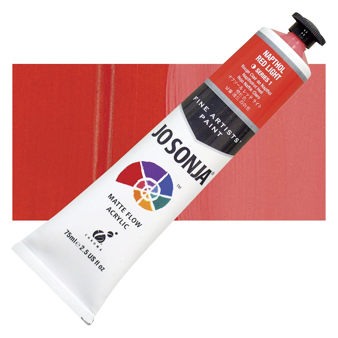 Open in modal - Jo Sonja's Artist Acrylic - Naphthol Red Light, 2.5 oz tube and swatch