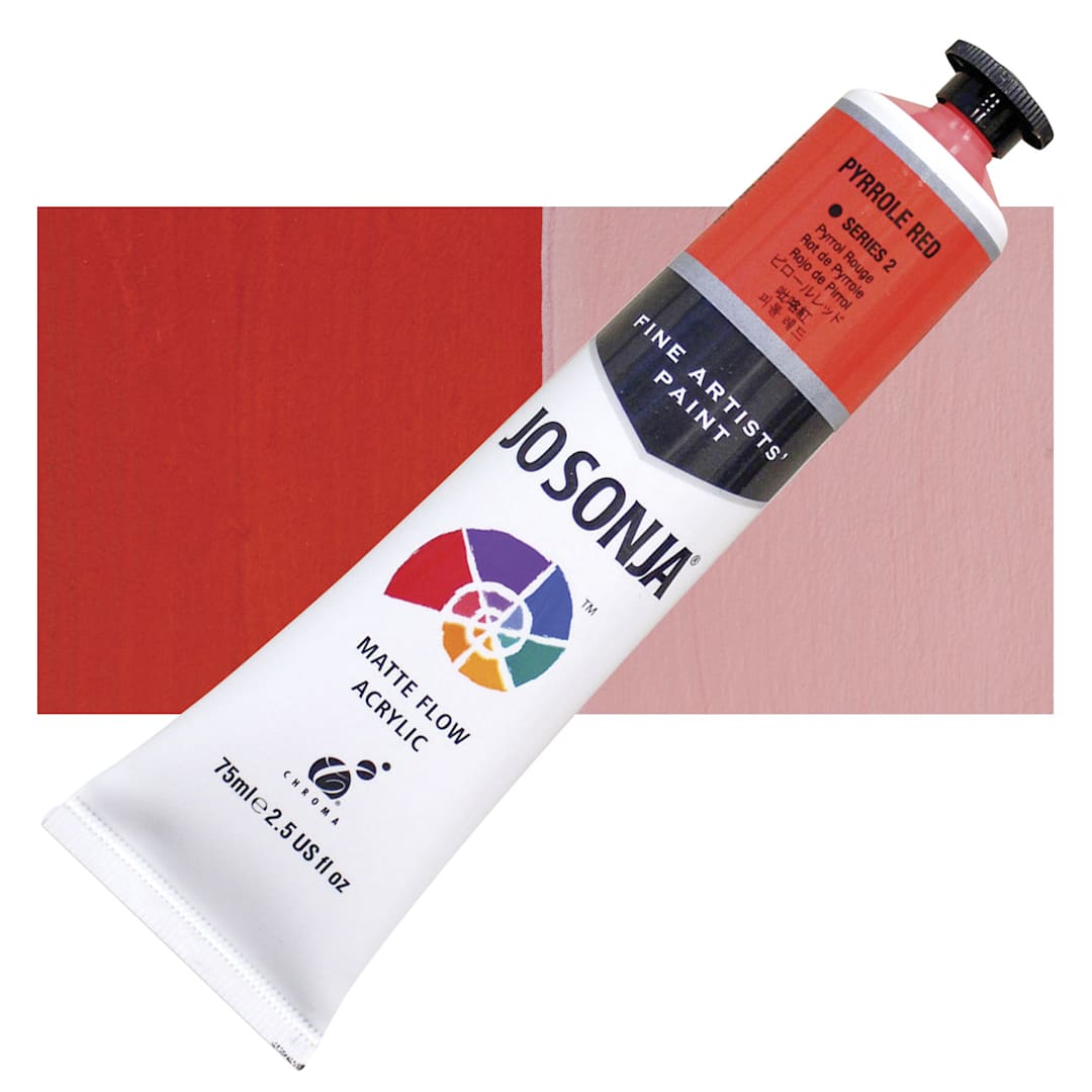 Open in modal - Jo Sonja's Artist Acrylic - Pyrrole Red, 2.5 oz tube and swatch