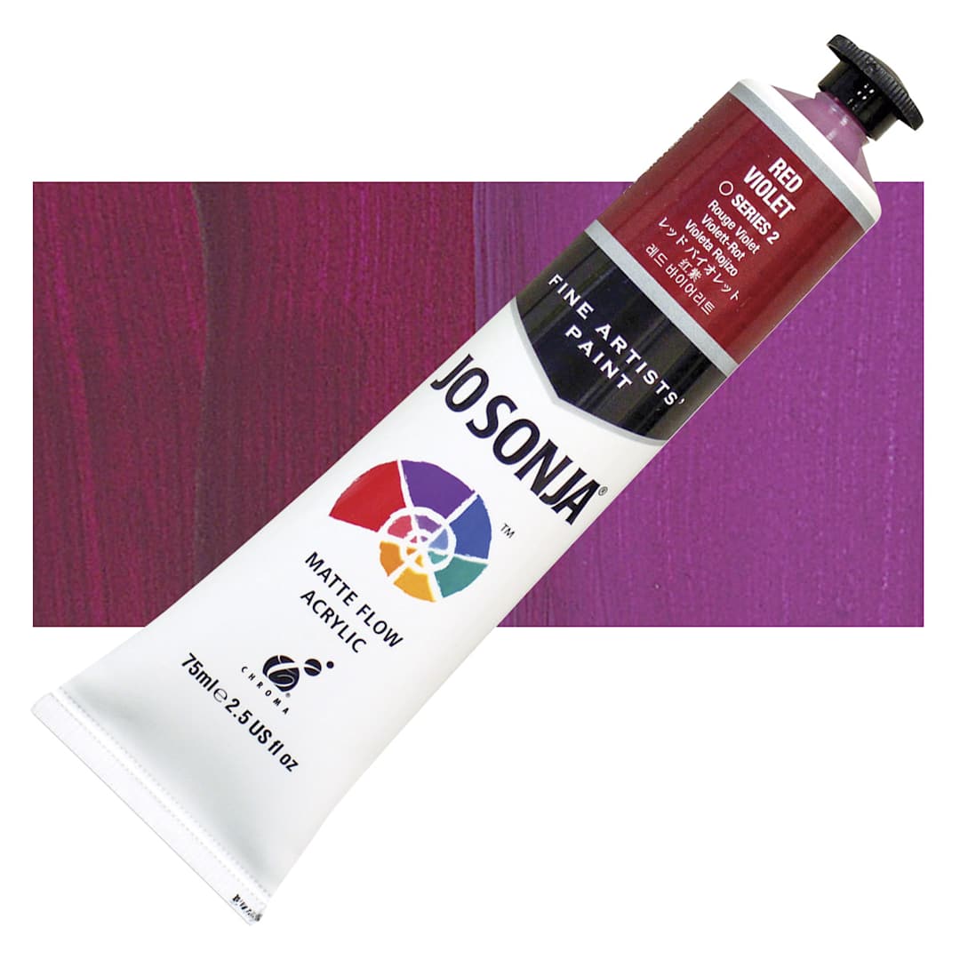 Open in modal - Jo Sonja's Artist Acrylic - Red Violet, 2.5 oz tube and swatch