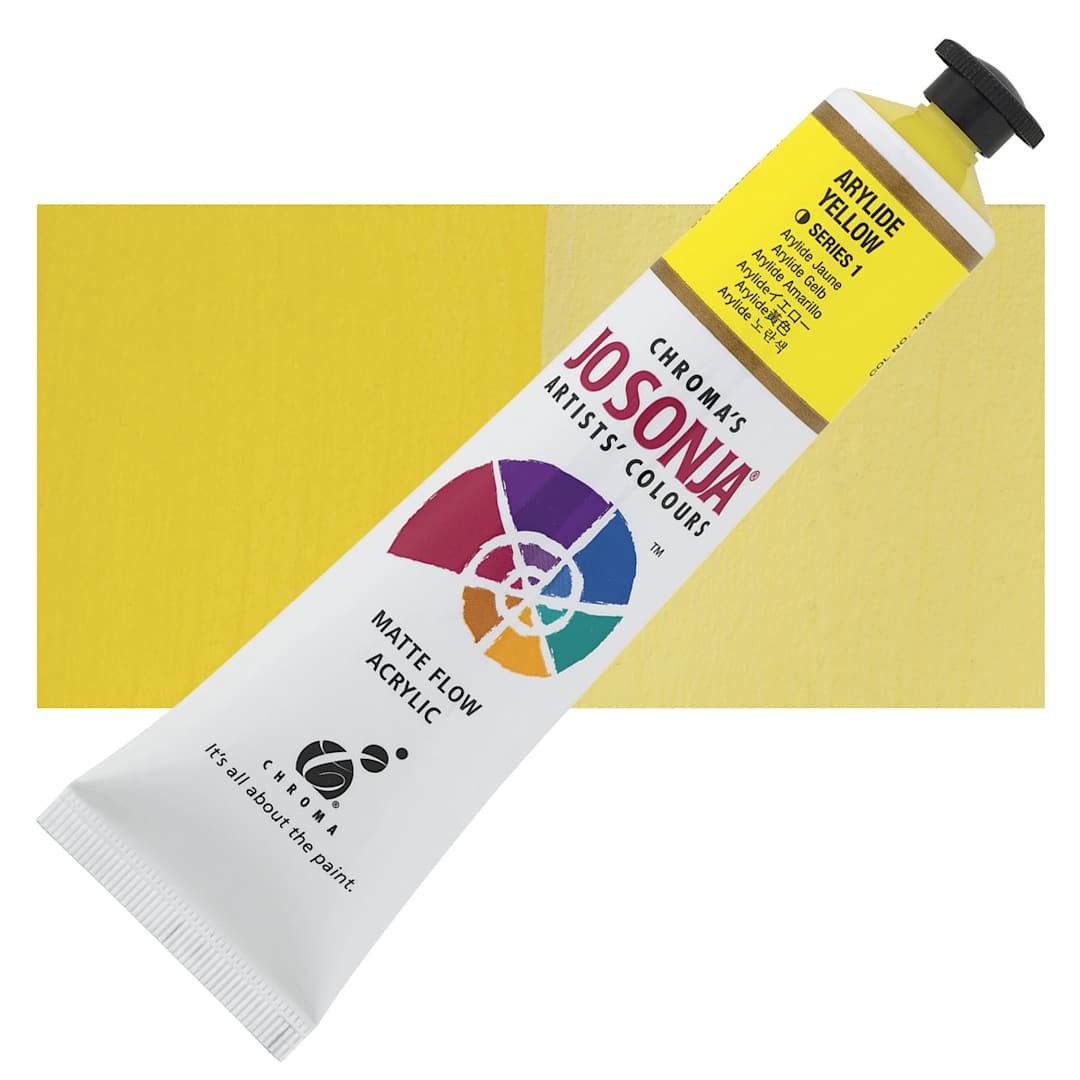 Open in modal - Jo Sonja's Artist Acrylic - Arylide Yellow, 2.5 oz tube and swatch