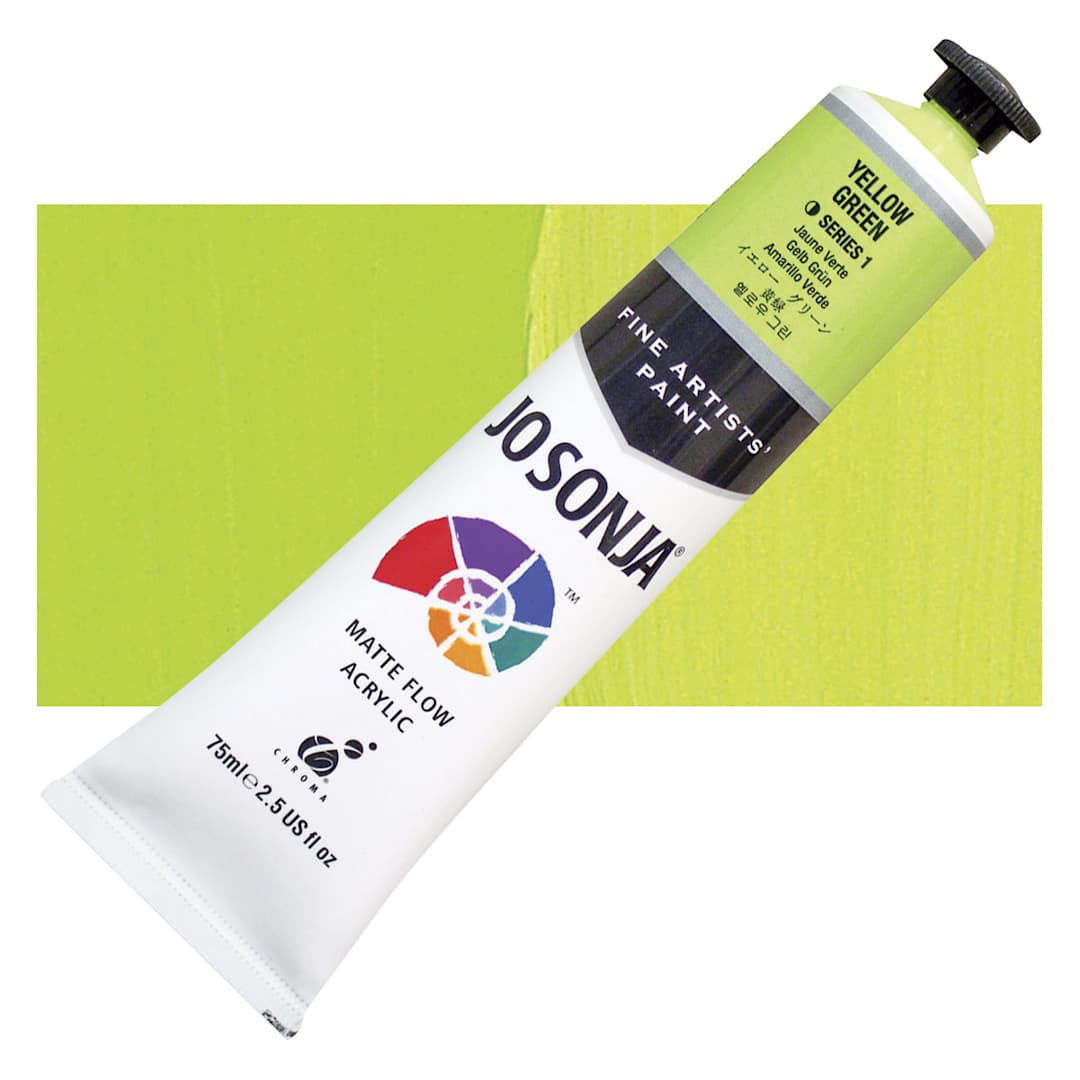 Open in modal - Jo Sonja's Artist Acrylic - Yellow Green, 2.5 oz tube and swatch