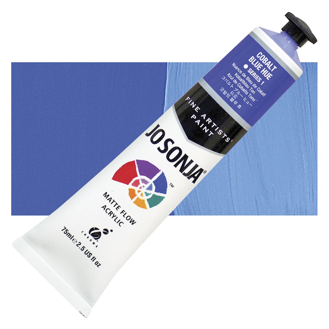 Open in modal - Jo Sonja's Artist Acrylic - Cobalt Blue Hue, 2.5 oz tube and swatch