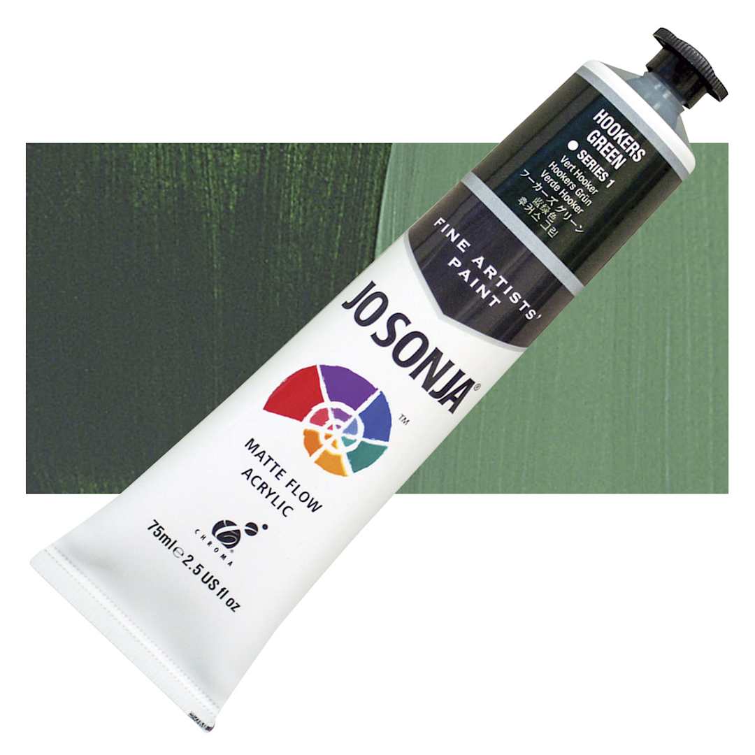 Open in modal - Jo Sonja's Artist Acrylic - Hooker's Green, 2.5 oz tube and swatch