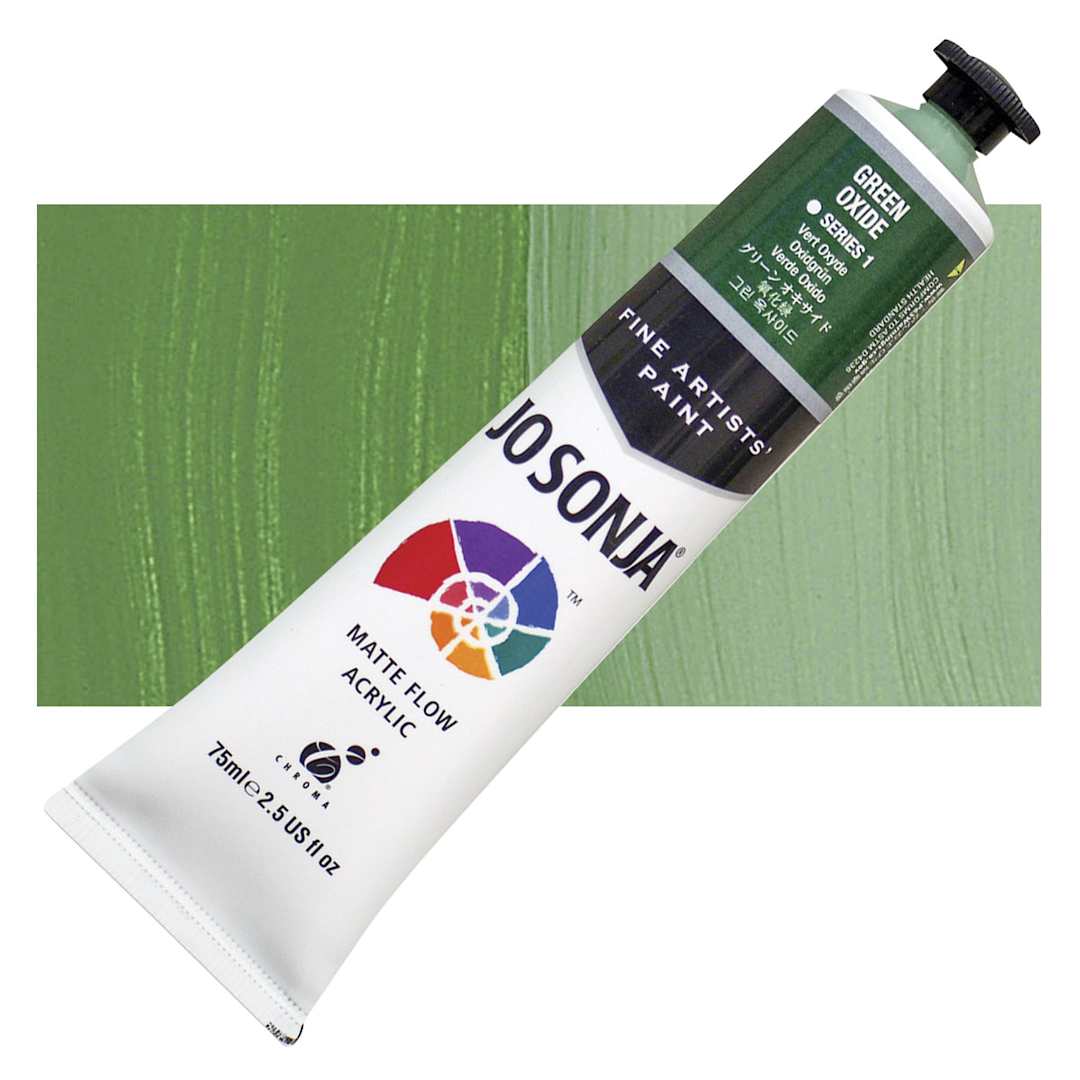 Open in modal - Jo Sonja's Artist Acrylic - Green Oxide, 2.5 oz tube and swatch