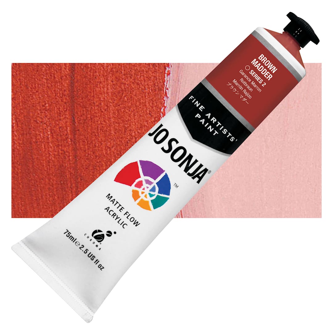 Open in modal - Jo Sonja's Artist Acrylic - Brown Madder, 2.5 oz tube and swatch