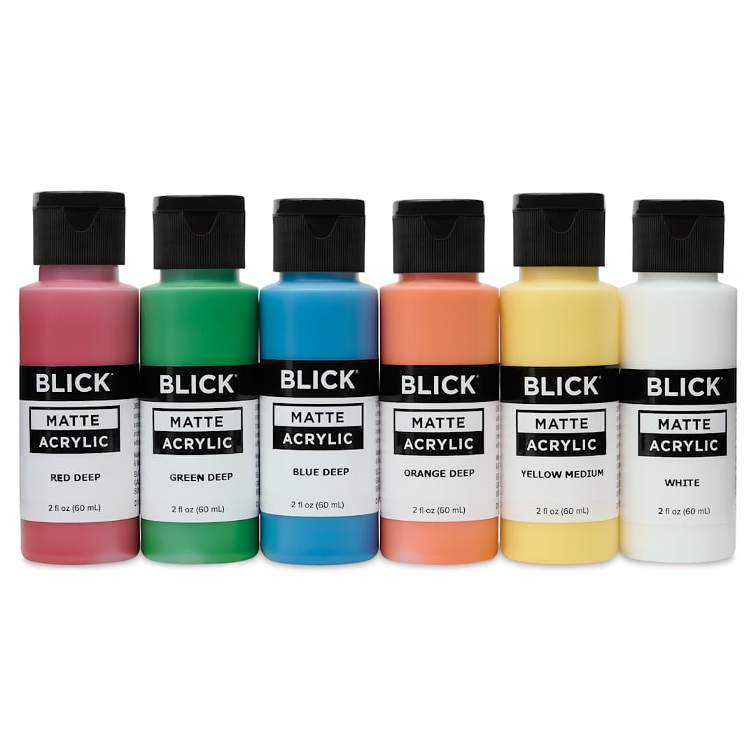 Open in modal - Blick Matte Acrylics - Set of 6, Basic Colors, 2 oz