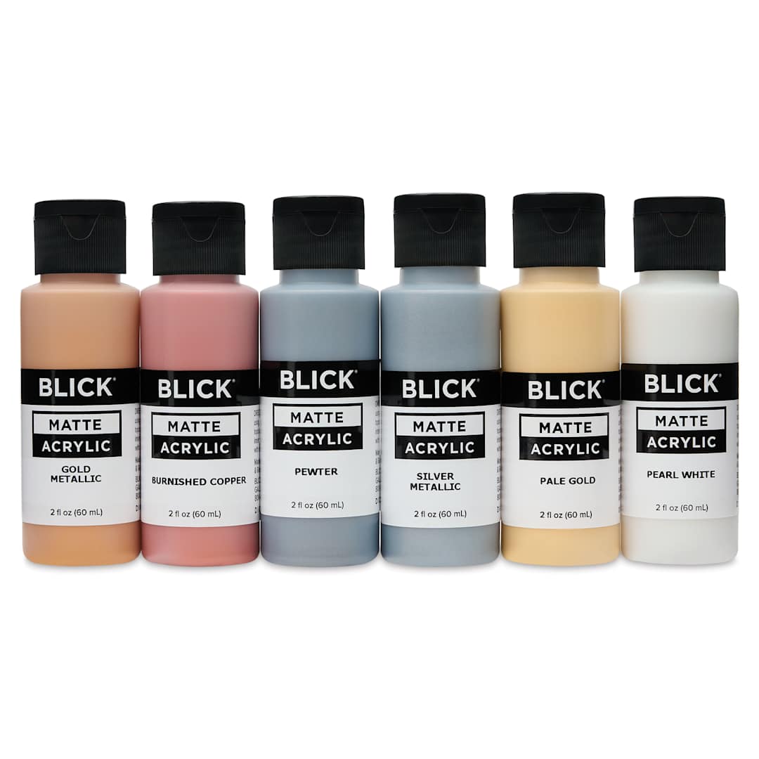 Open in modal - Blick Matte Acrylics - Set of 6, Metallic Colors, 2 oz