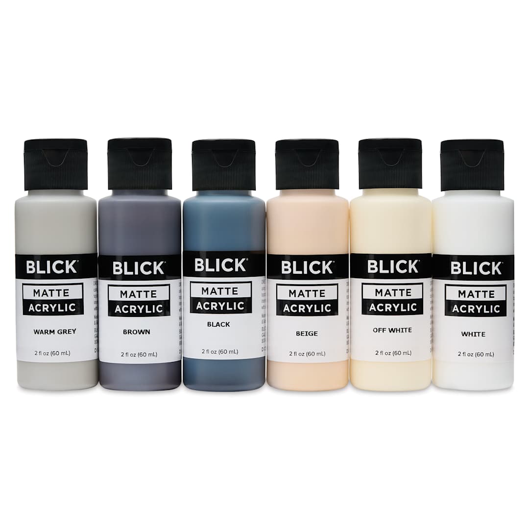 Open in modal - Blick Matte Acrylics - Set of 6, Neutral Colors, 2 oz