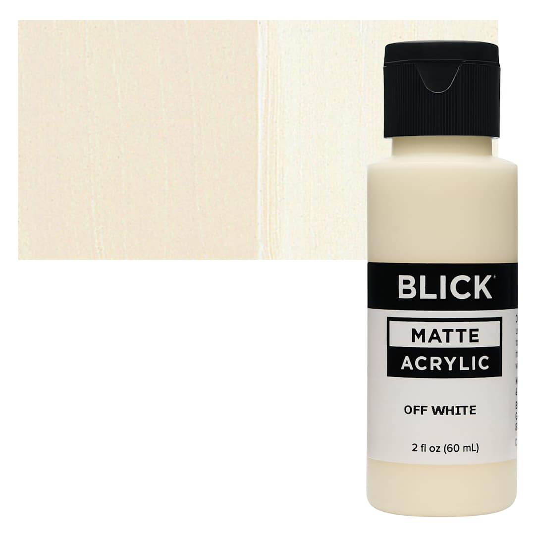 Open in modal - Blick Matte Acrylic - Off White, 2 oz bottle and swatch