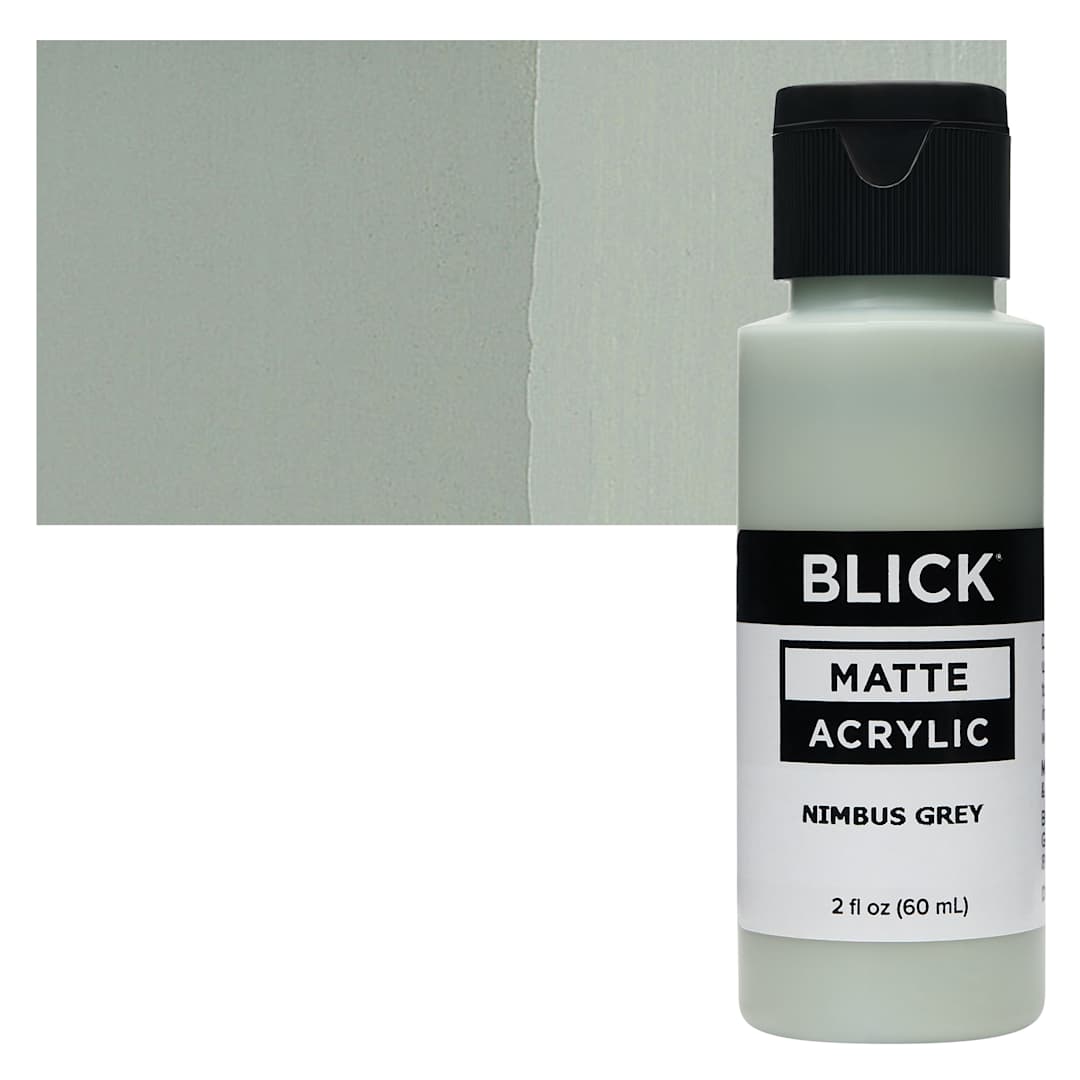 Open in modal - Blick Matte Acrylic - Nimbus Gray, 2 oz bottle and swatch