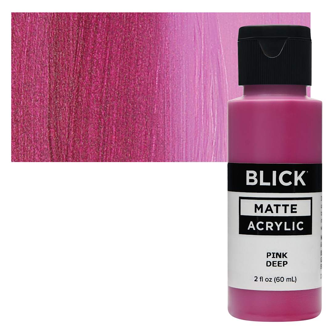 Open in modal - Blick Matte Acrylic - Pink Deep, 2 oz bottle and swatch