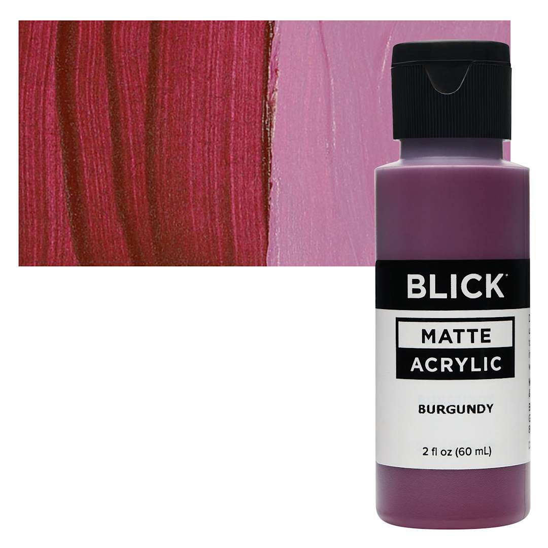 Open in modal - Blick Matte Acrylic - Burgundy, 2 oz bottle and swatch