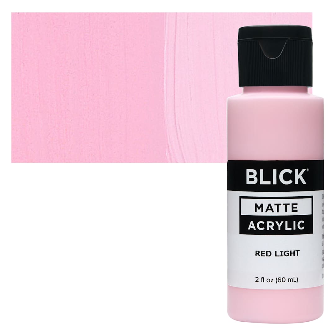 Open in modal - Blick Matte Acrylic - Red Light, 2 oz bottle and swatch