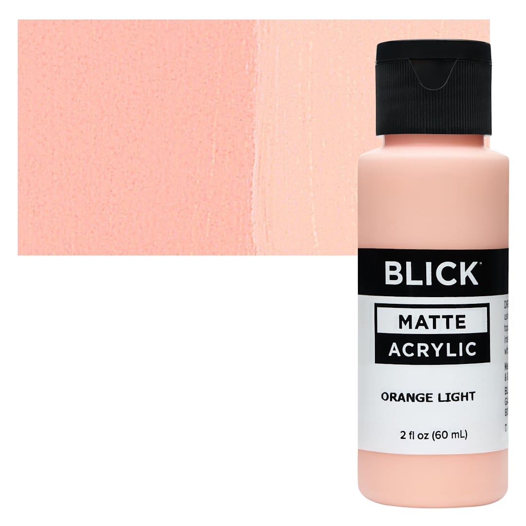 Open in modal - Blick Matte Acrylic - Orange Light, 2 oz bottle and swatch