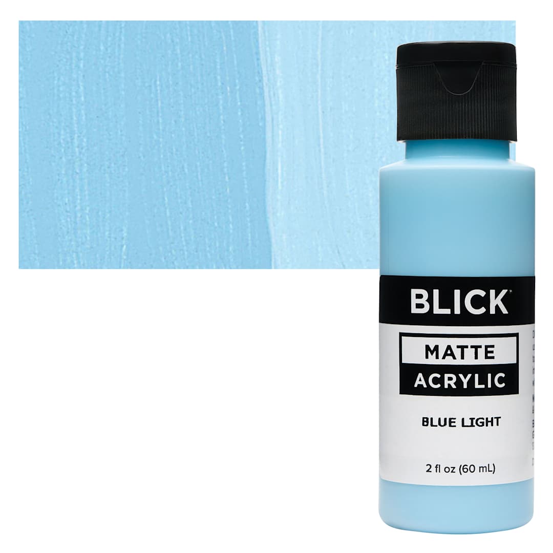 Open in modal - Blick Matte Acrylic - Blue Light, 2 oz bottle and swatch