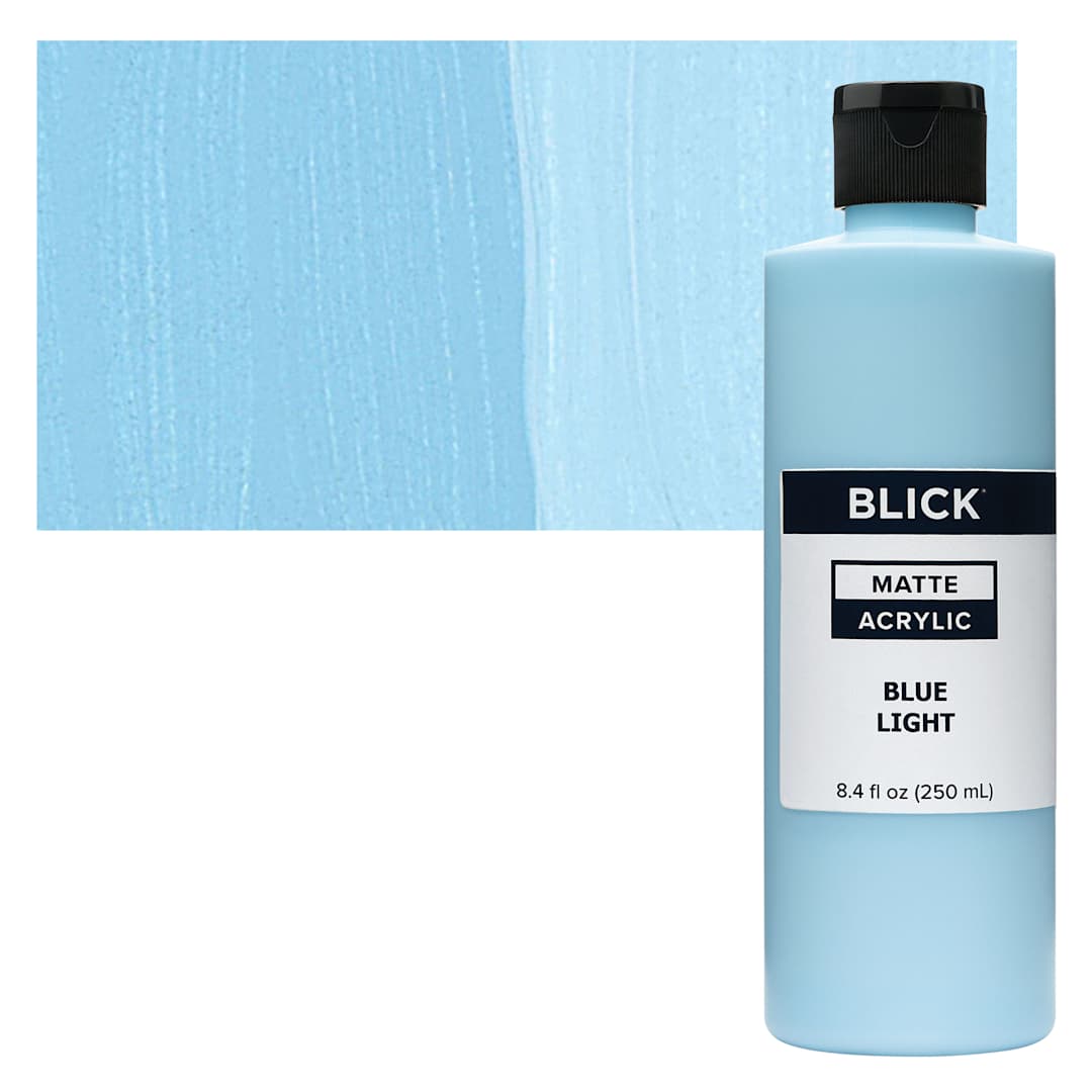 Open in modal - Blick Matte Acrylic - Blue Light, 8 oz bottle and swatch