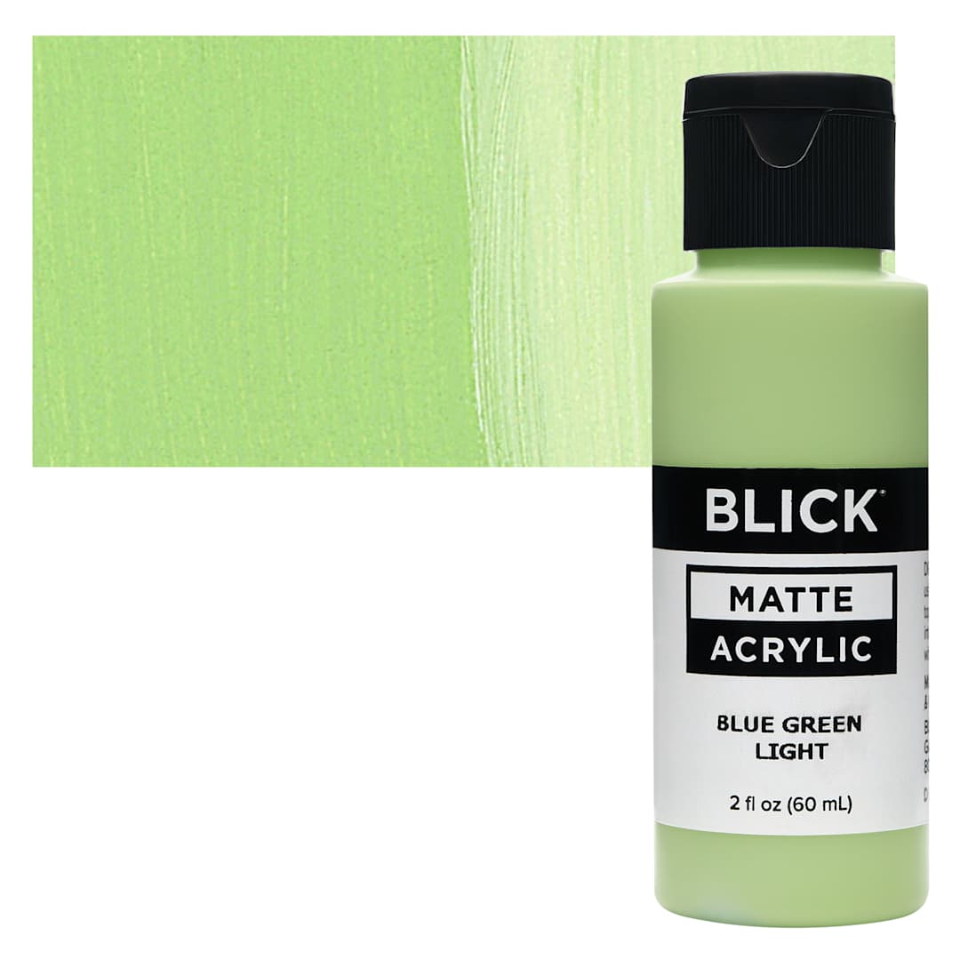Open in modal - Blick Matte Acrylic - Blue Green Light, 2 oz bottle and swatch