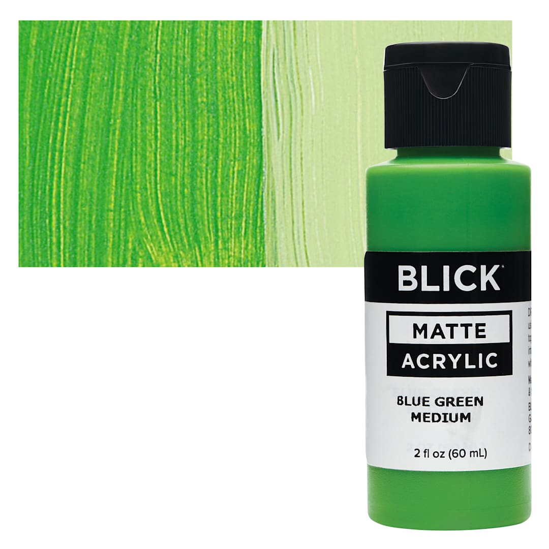 Open in modal - Blick Matte Acrylic - Blue Green Medium, 2 oz bottle and swatch