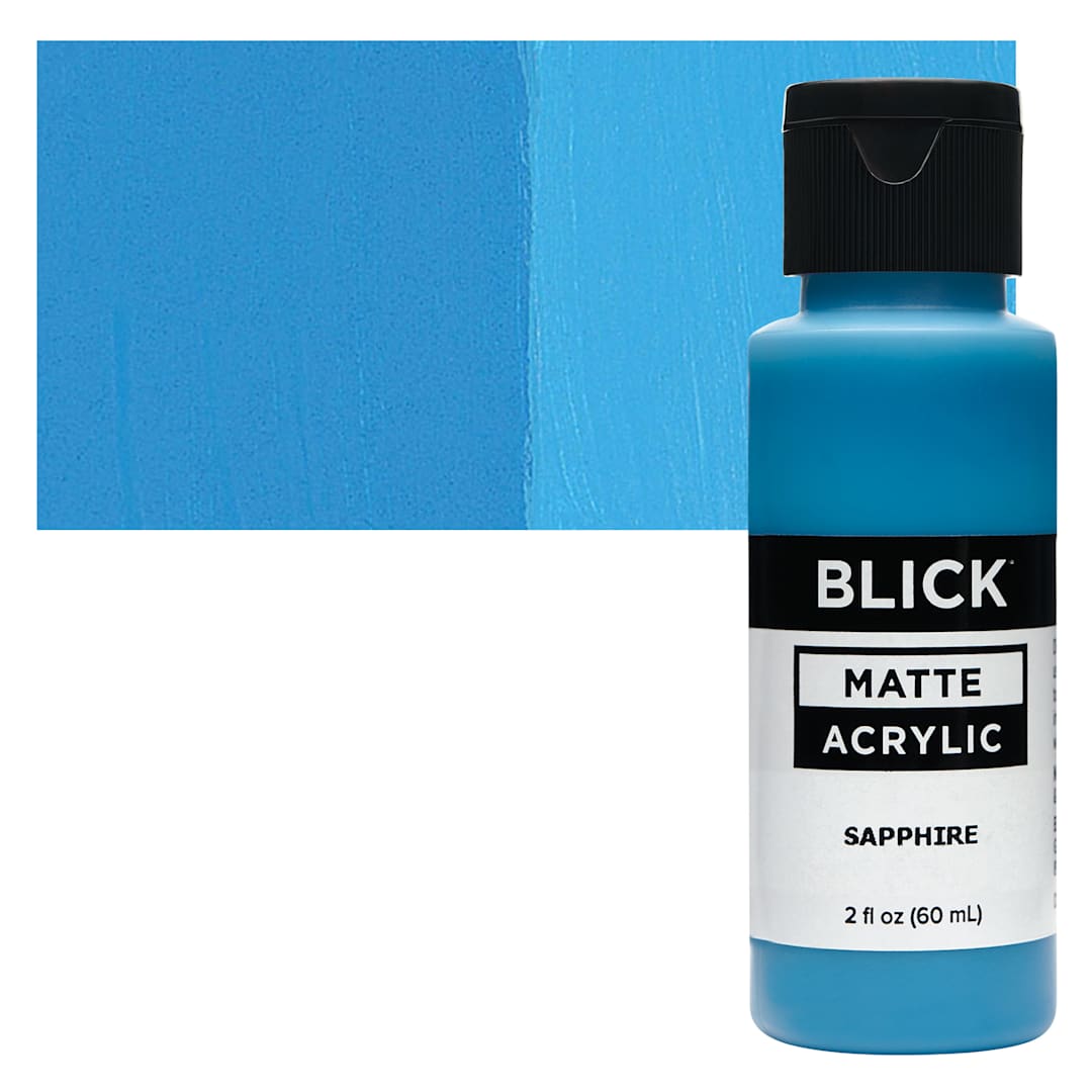 Open in modal - Blick Matte Acrylic - Sapphire, 2 oz bottle and swatch