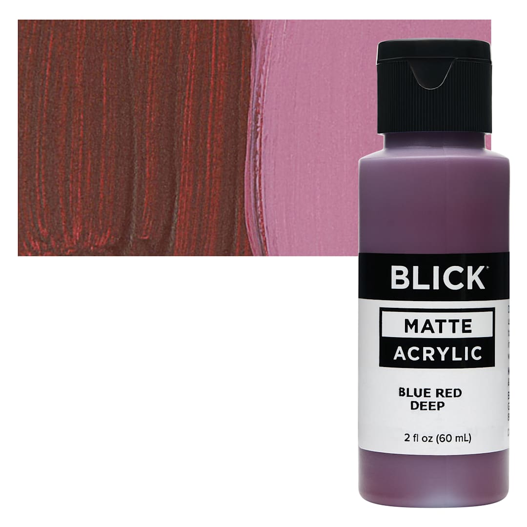 Open in modal - Blick Matte Acrylic - Blue Red Deep, 2 oz bottle and swatch