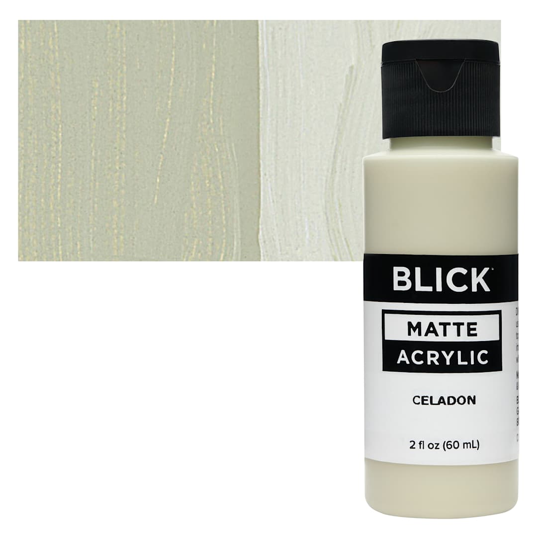 Open in modal - Blick Matte Acrylic - Celadon, 2 oz bottle and swatch