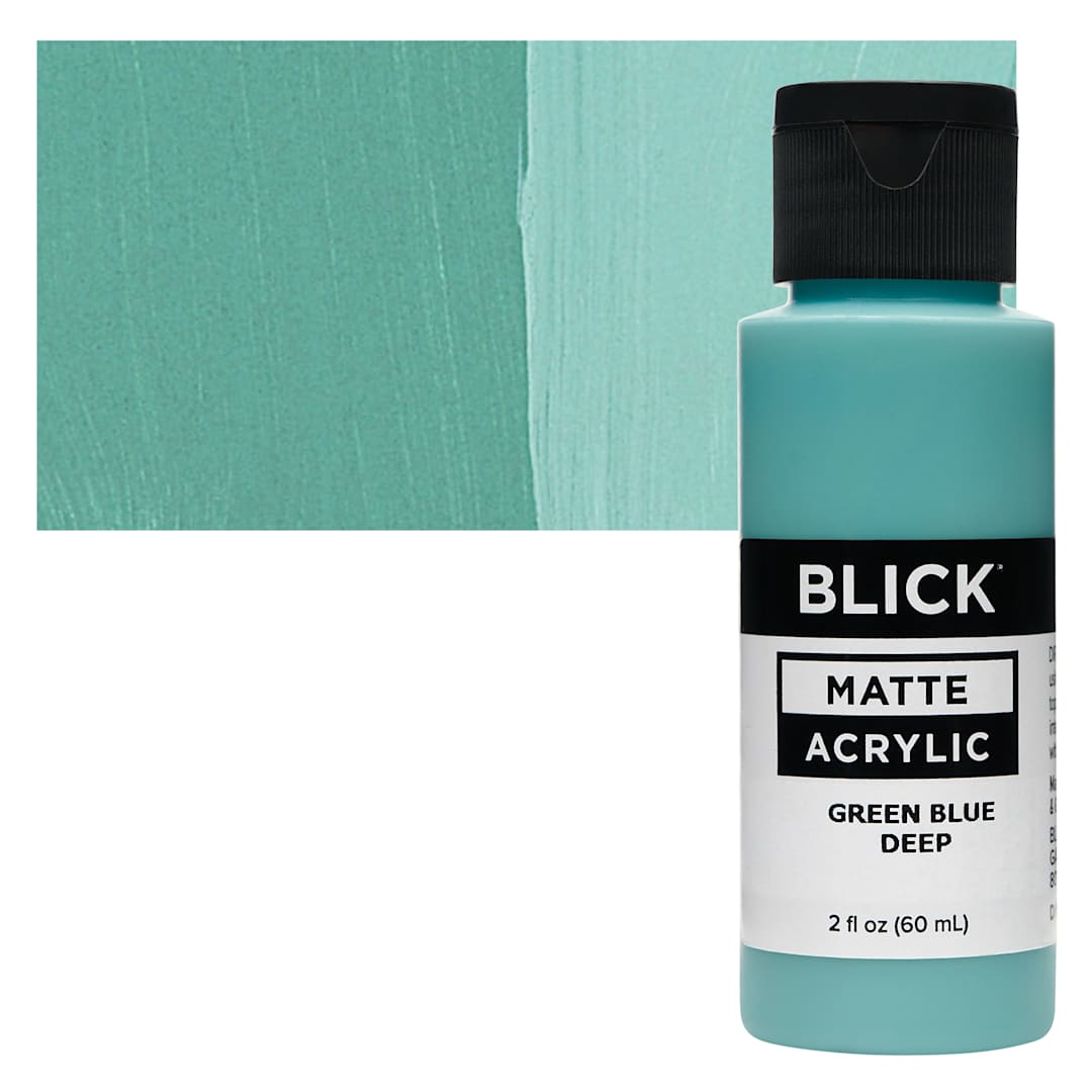 Open in modal - Blick Matte Acrylic - Green Blue Deep, 2 oz bottle and swatch