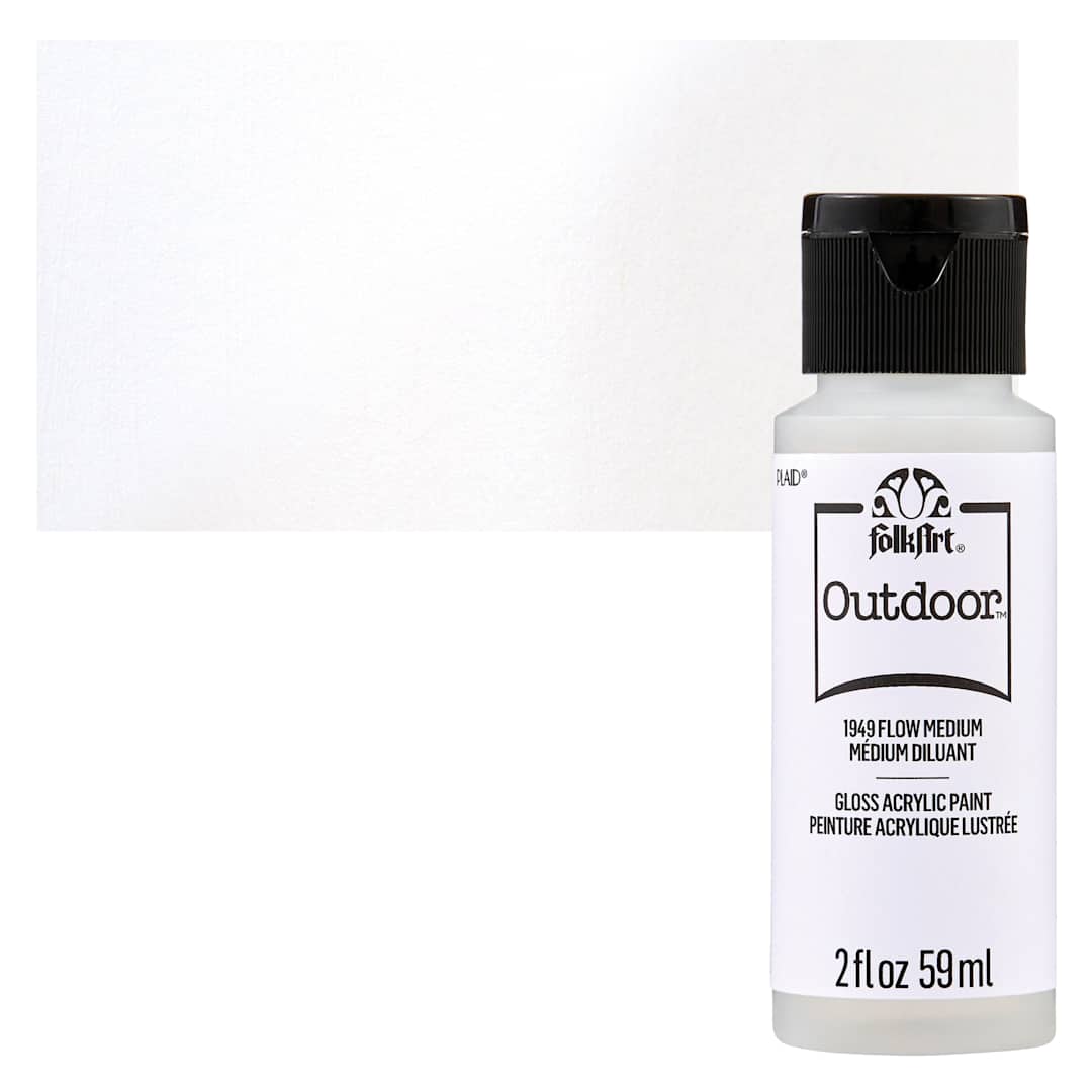 Open in modal - FolkArt Outdoor Acrylic Paint - Flow Medium, 2 oz, Bottle and swatch