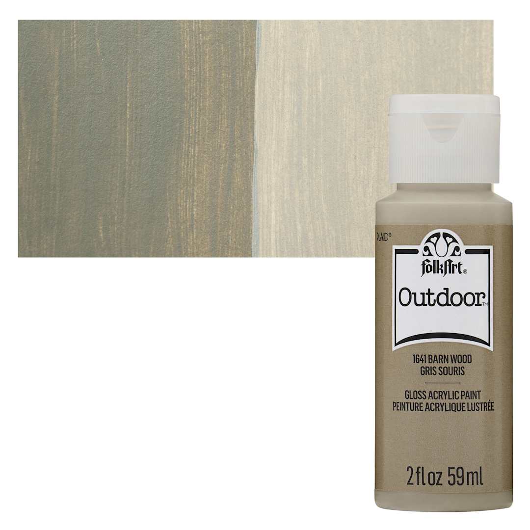 Open in modal - FolkArt Outdoor Acrylic Paint - Barn Wood, 2 oz, Bottle and Swatch