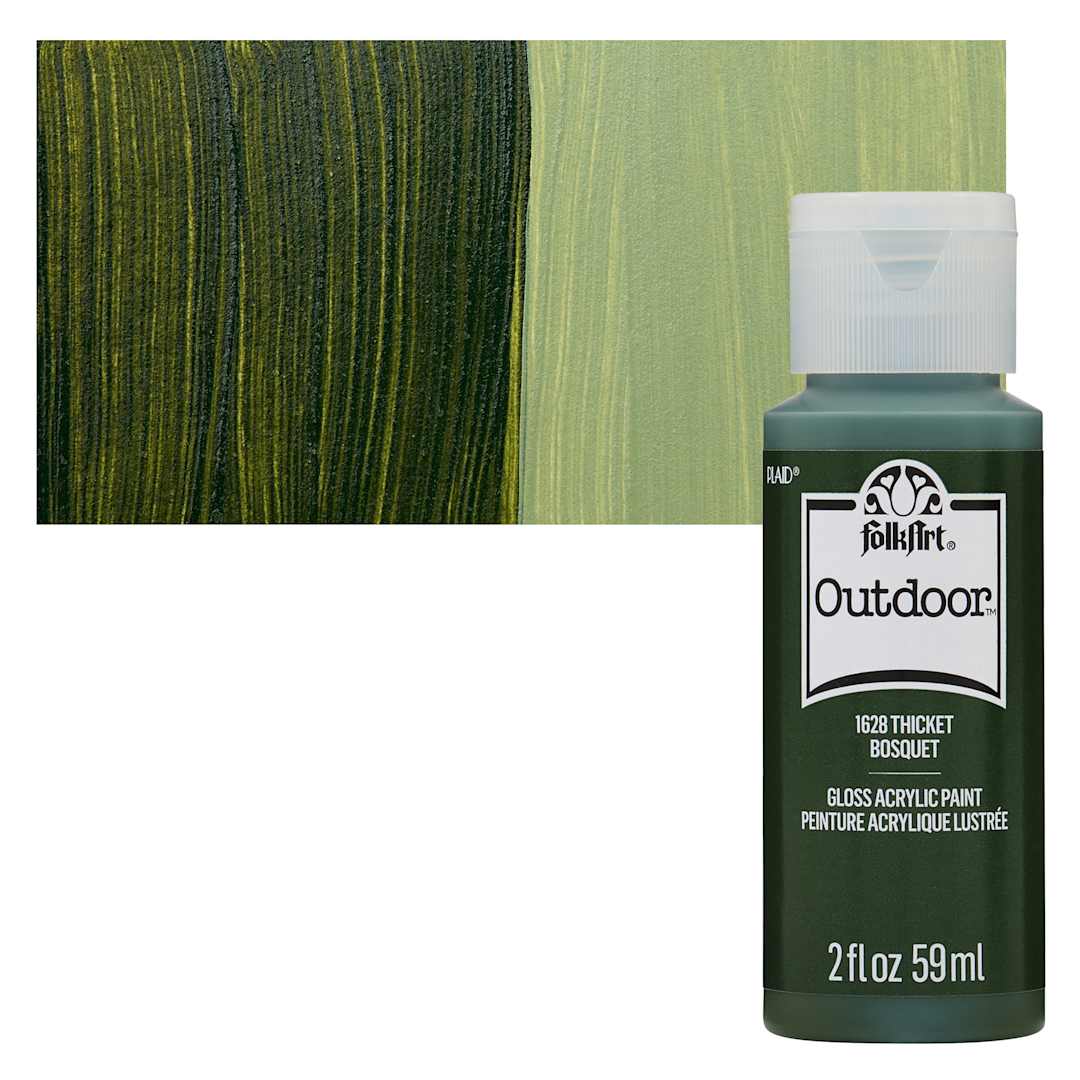 Open in modal - FolkArt Outdoor Acrylic Paint - Thicket, 2 oz, Bottle and Swatch