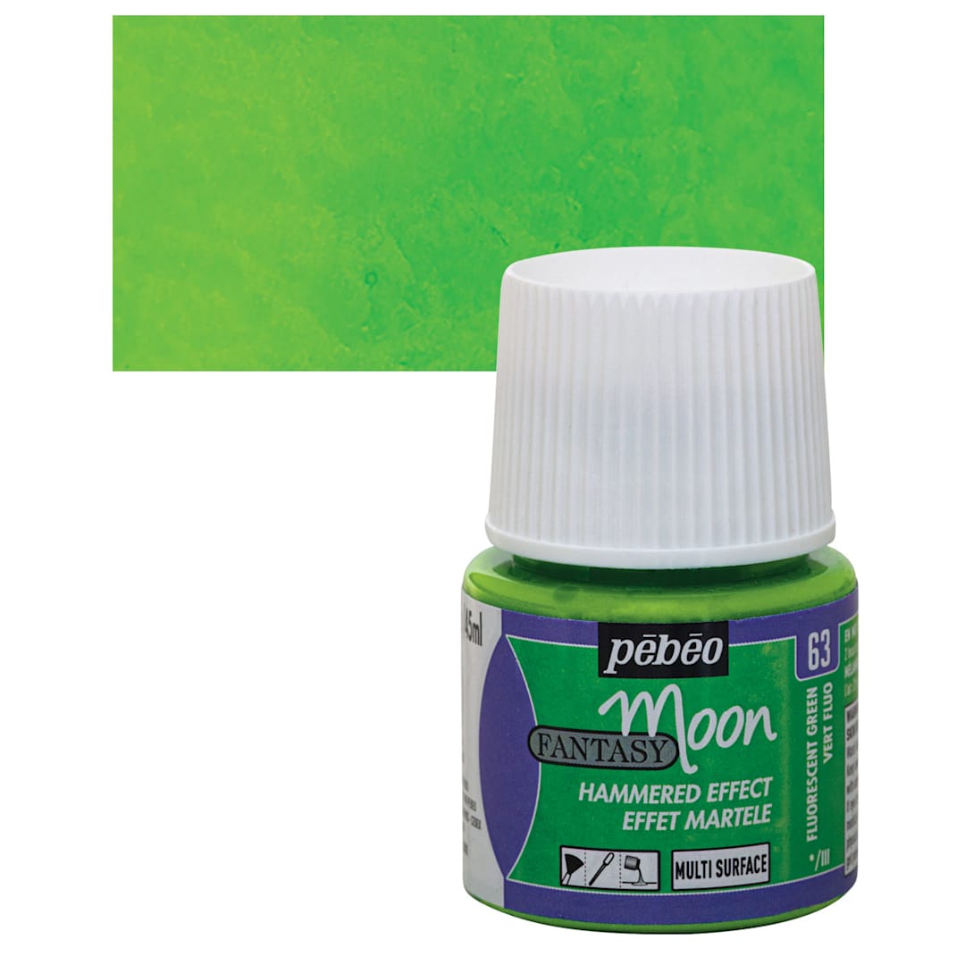 Open in modal - Pebeo Fantasy Moon Paint - Fluorescent Green, 45 ml bottle and swatch