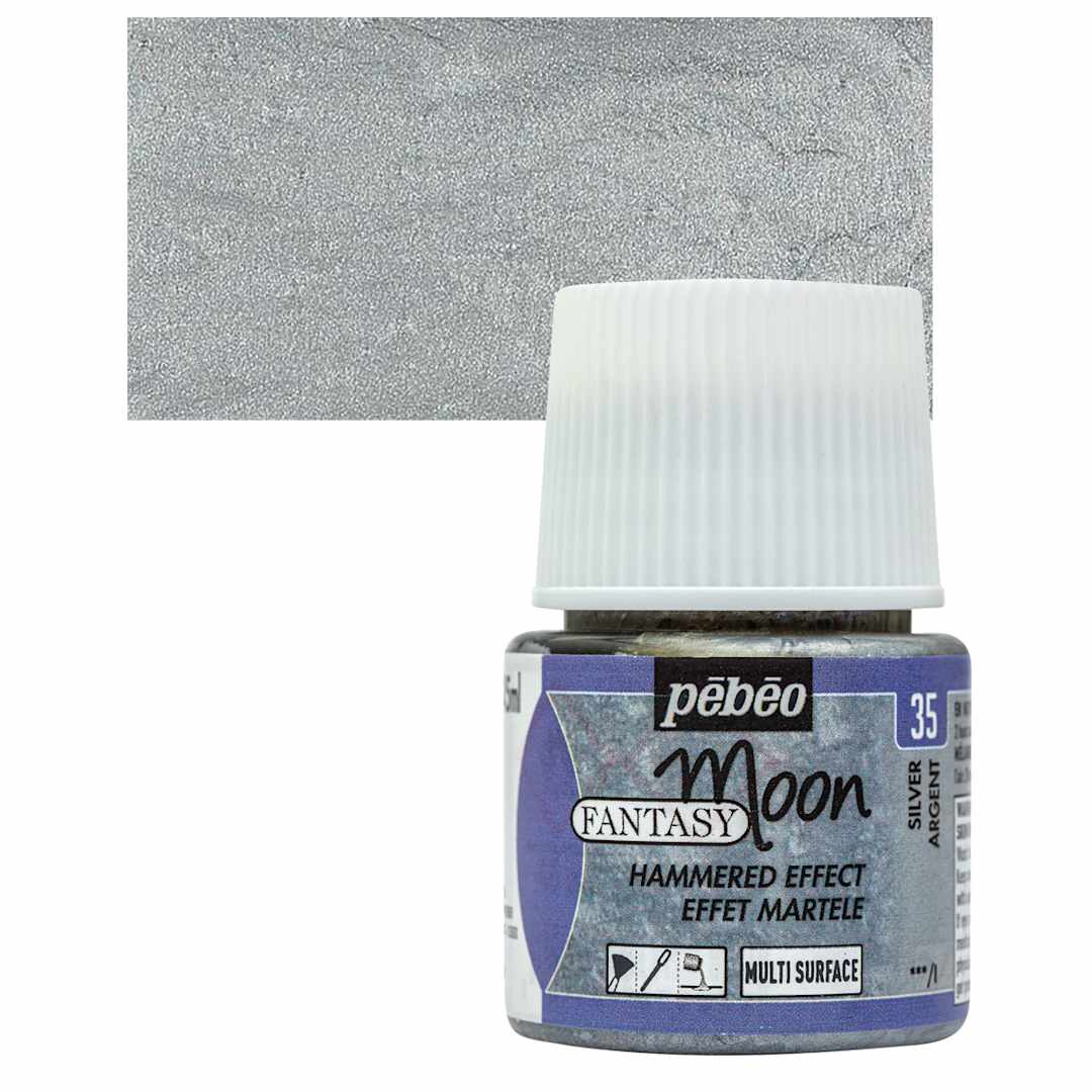 Open in modal - Pebeo Fantasy Moon Paint - Silver, 45 ml bottle and swatch