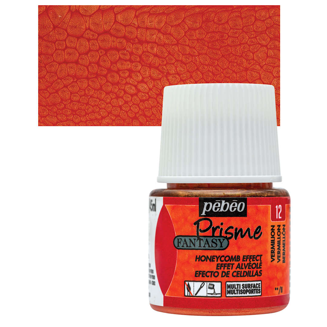 Open in modal - Pebeo Fantasy Prisme Paint - Vermilion, 45 ml bottle and swatch