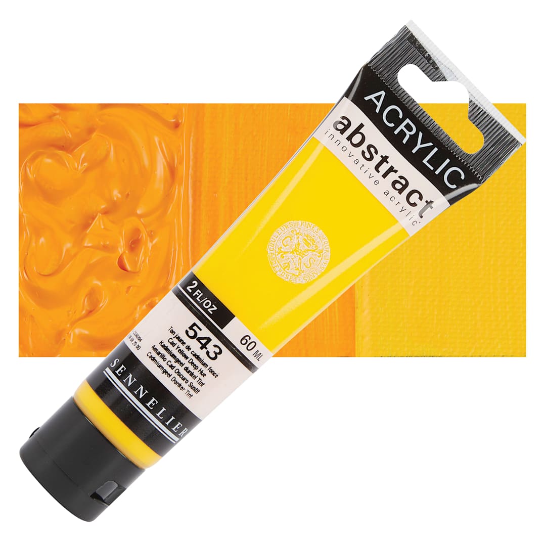 Open in modal - Sennelier Abstract Acrylic - Cadmium Yellow Deep Hue, 60 ml tube and swatch