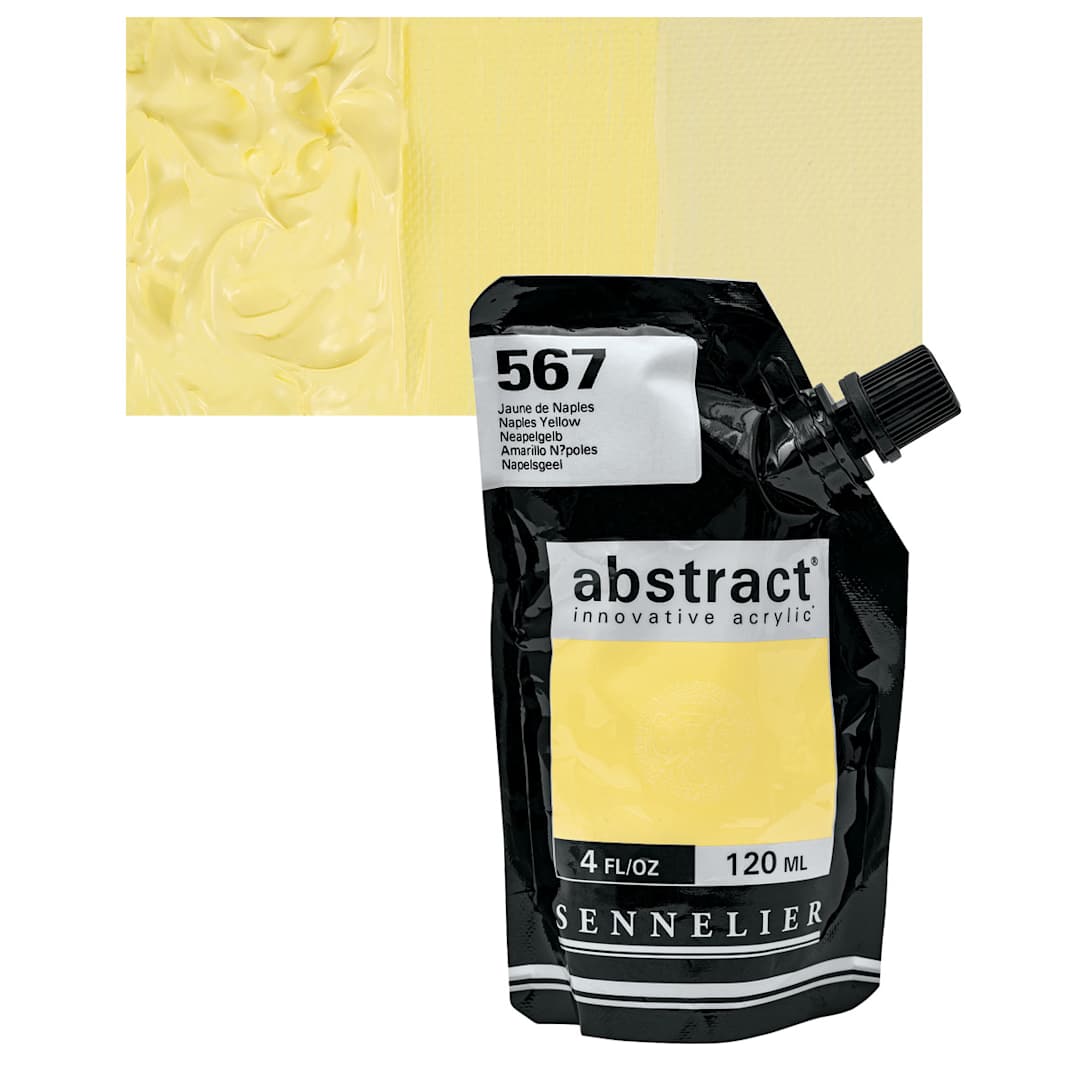 Open in modal - Sennelier Abstract Acrylic - Naples Yellow, 120 ml pouch and swatch
