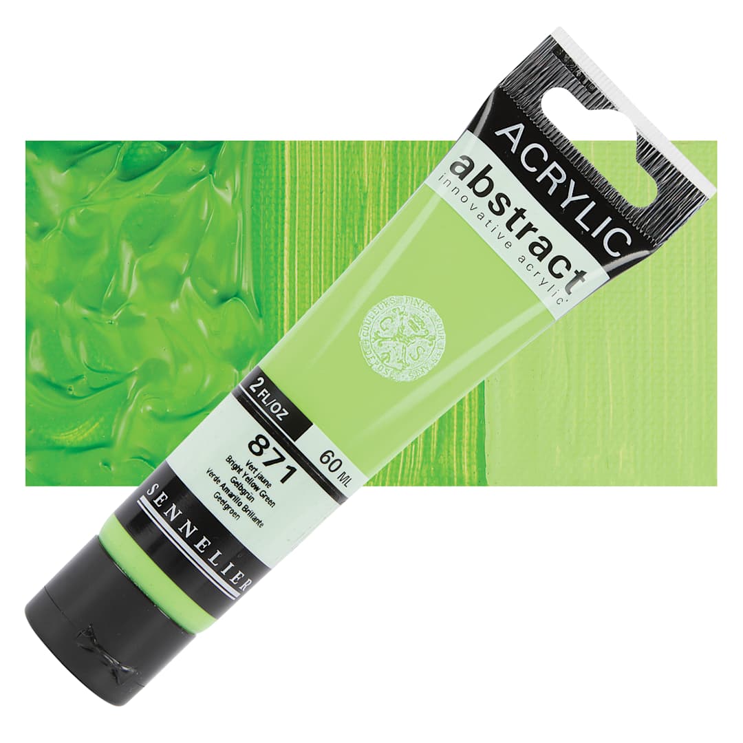 Open in modal - Sennelier Abstract Acrylic - Bright Yellow Green, 60 ml tube and swatch