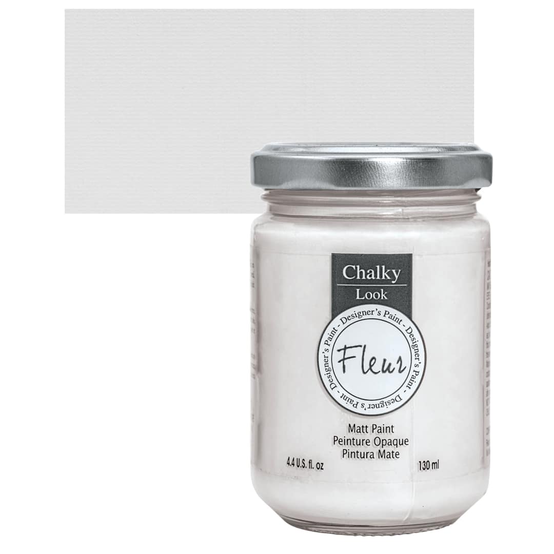 Open in modal - Fleur Chalky Look Paint - Titanium White, 4.4 oz jar and swatch