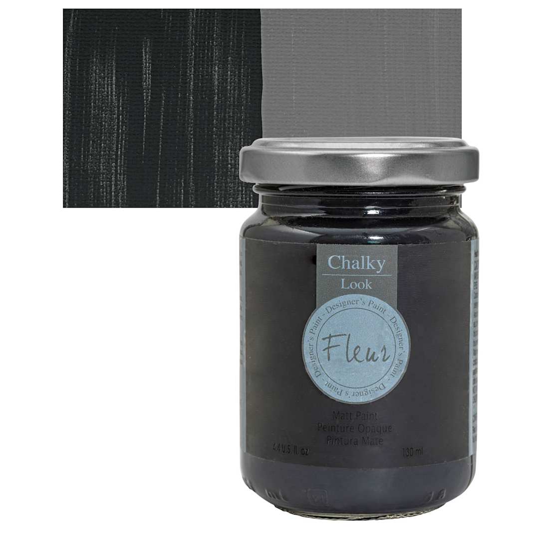 Open in modal - Fleur Chalky Look Paint - Black, 4.4 oz jar and swatch