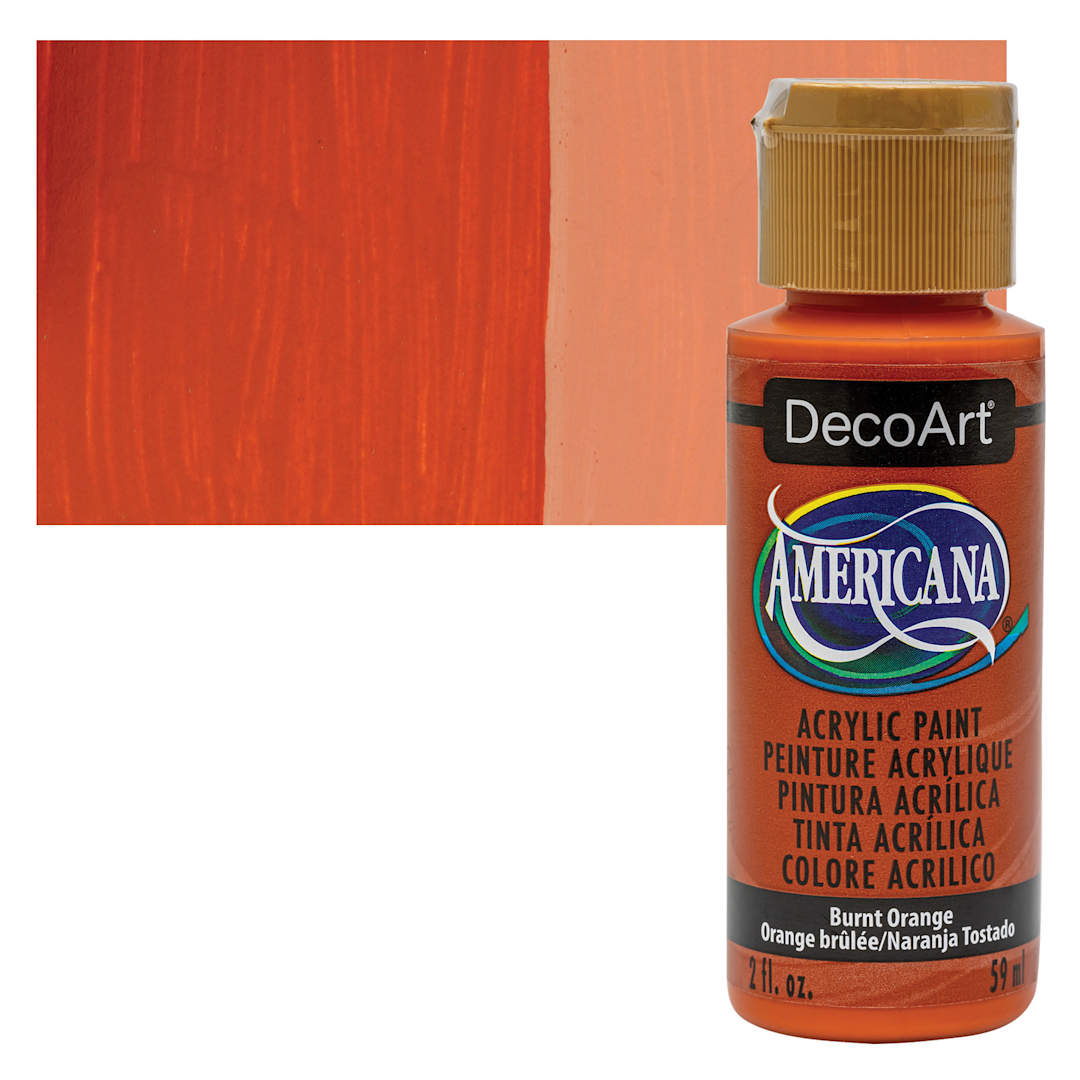 Open in modal - DecoArt Americana Acrylic Paint - Burnt Orange, 2 oz bottle and swatch