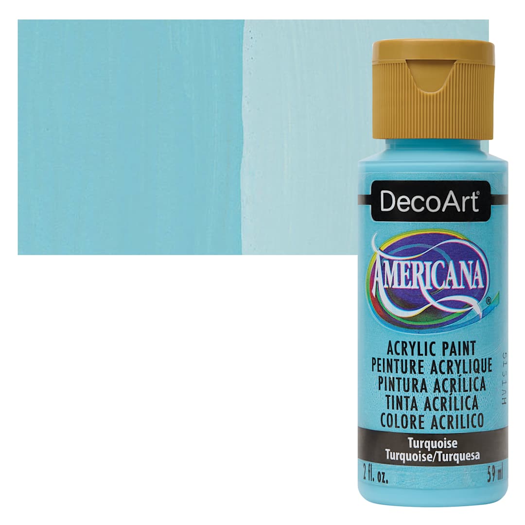 Open in modal - DecoArt Americana Acrylic Paint - Turquoise, 2 oz bottle and swatch