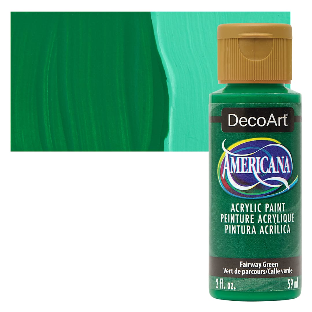 Open in modal - DecoArt Americana Acrylic Paint - Fairway Green, 2 oz bottle and swatch