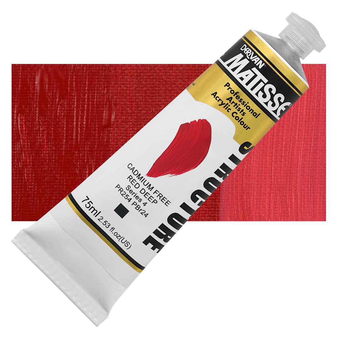 Open in modal - Matisse Structure Paint - Cadmium-Free Red Deep, 75 ml Tube and Swatch