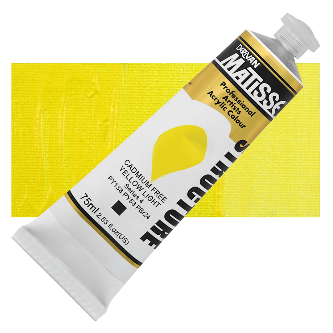 Open in modal - Matisse Structure Paint - Cadmium-Free Yellow Light, 75 ml Tube and Swatch