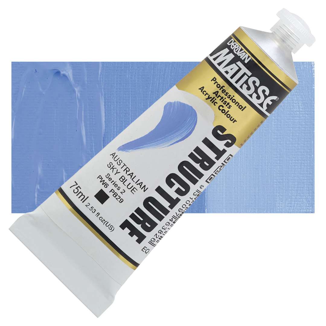 Open in modal - Matisse Structure Paint - Australian Blue Sky, 75 ml tube and swatch