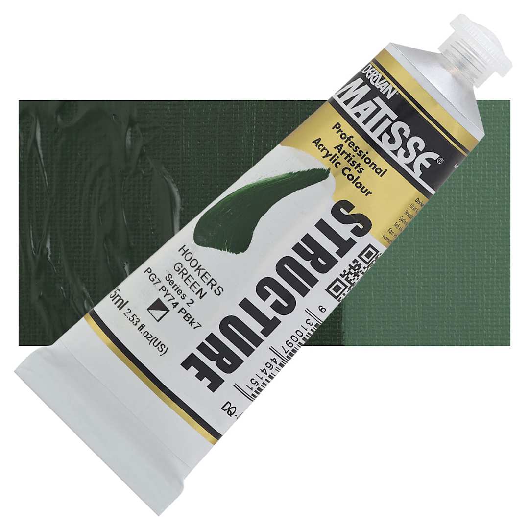Open in modal - Matisse Structure Paint - Hookers Green, 75 ml tube and swatch