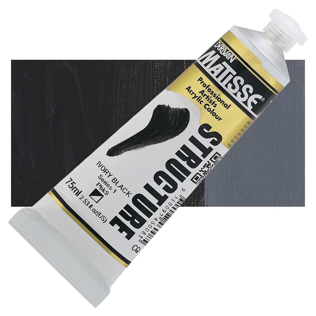 Open in modal - Matisse Structure Paint - Ivory Black, 75 ml tube and swatch
