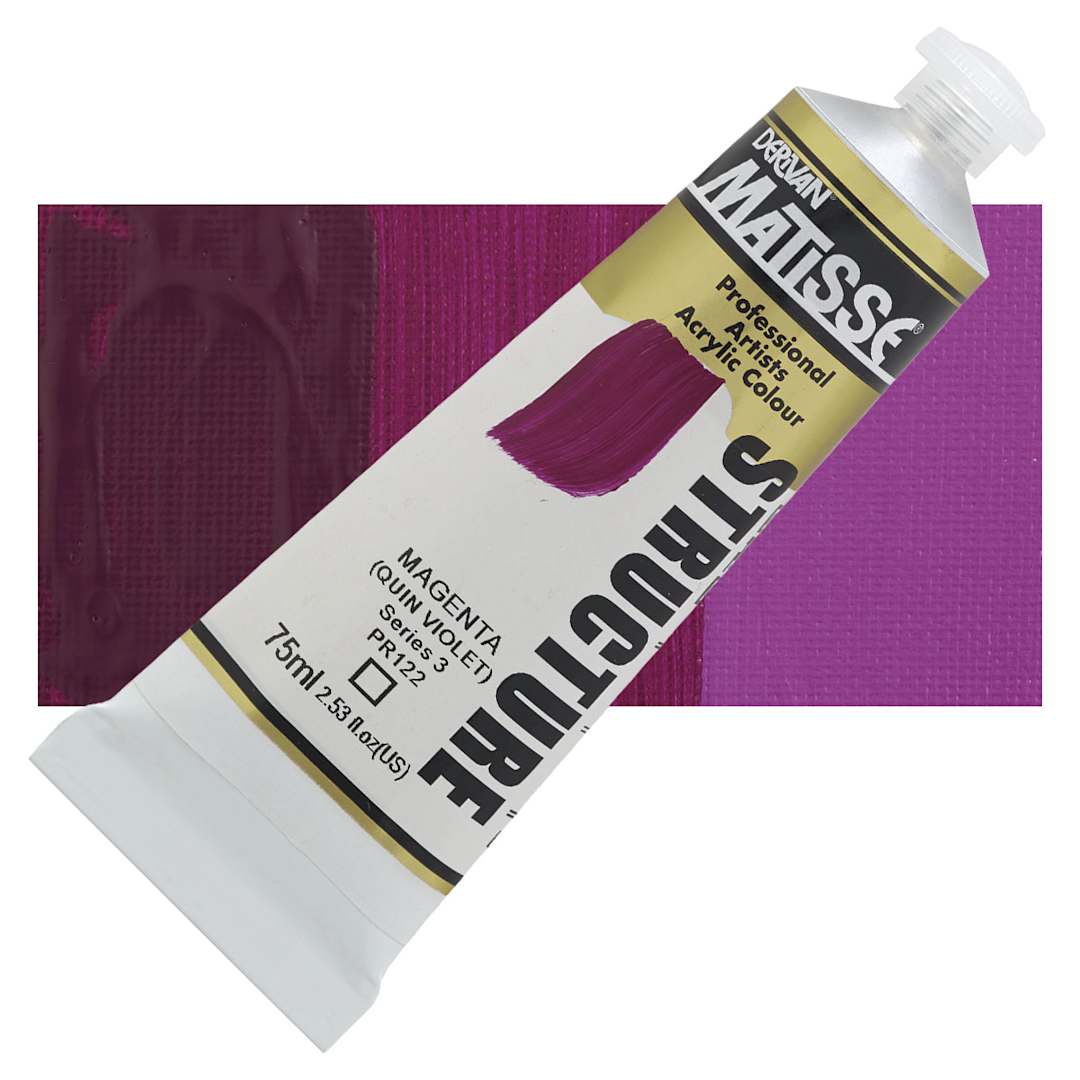 Open in modal - Matisse Structure Paint - Magenta Quin Violet, 75 ml tube and swatch