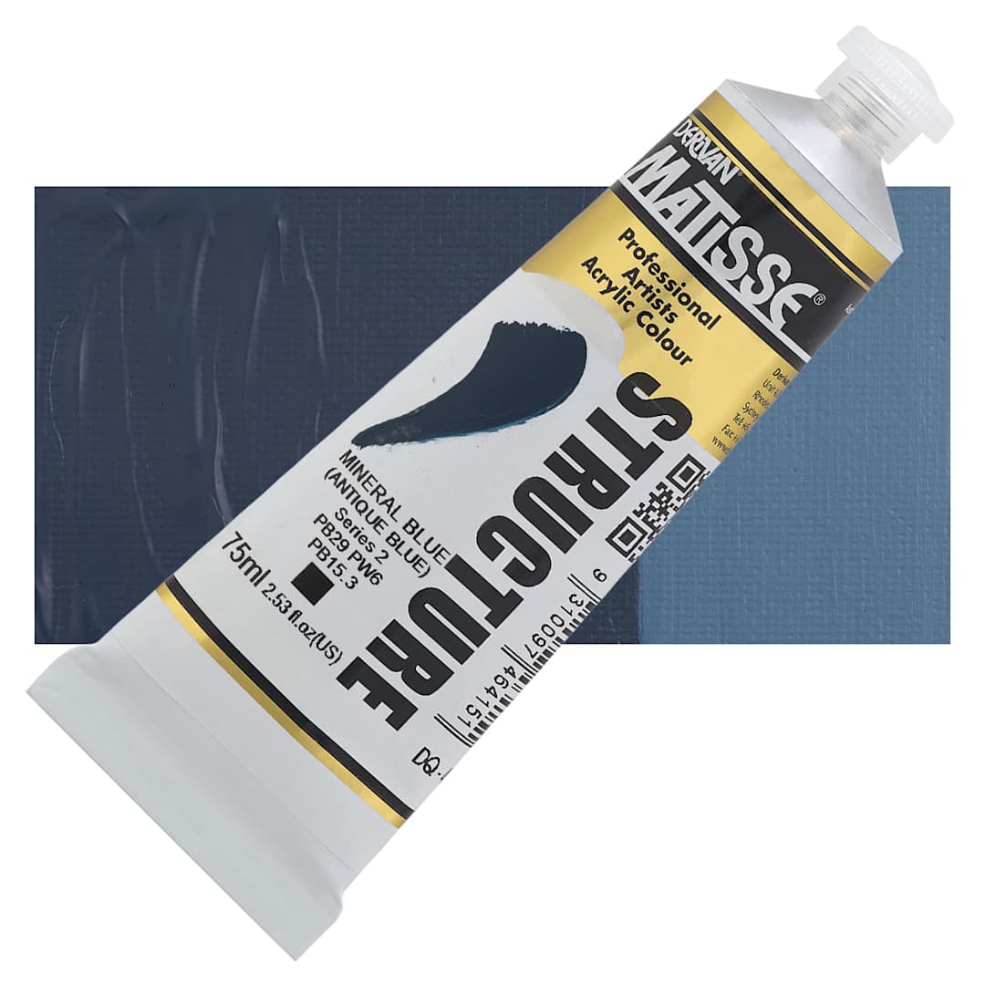 Open in modal - Matisse Structure Paint - Mineral Blue Antique, 75 ml tube and swatch
