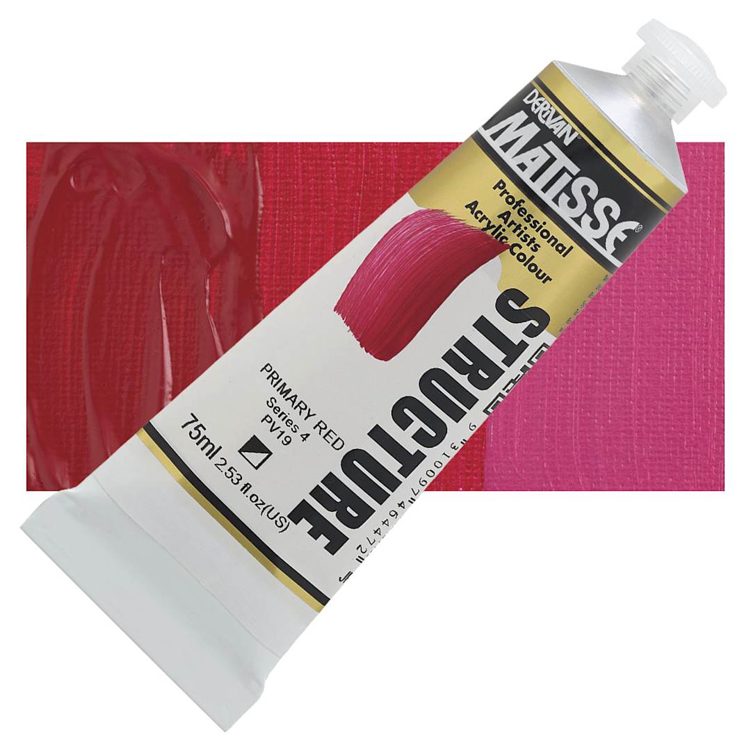 Open in modal - Matisse Structure Paint - Primary Red, 75 ml tube and swatch